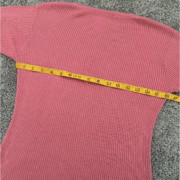 Vintage Austin Reed Ribbed Knit Pink Silk Small Top - Picture 3 of 6